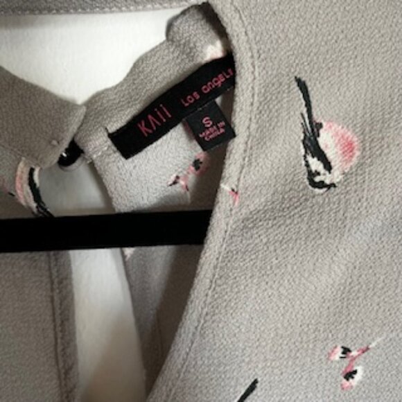 🧡3/15 Kaii Los Angeles Bird Floral Print Top Decorative Front Buttons Women's S - Picture 4 of 12